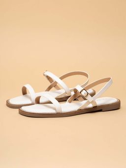 ERIDANI - Women Rudy White Minimal Strap Flats