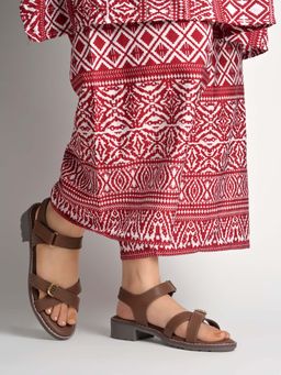 Shoetopia - Women Brown Strappy Comfort Heels