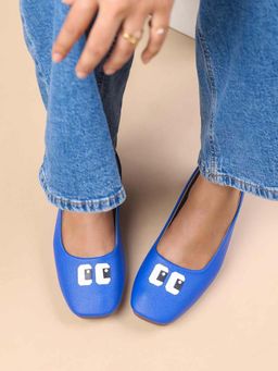 The Madras Trunk - Women Blue Mary Janes Ballerinas