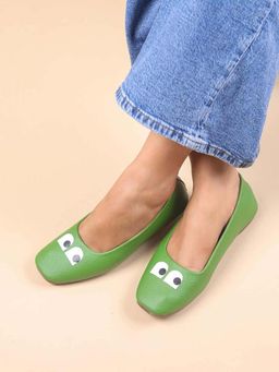 The Madras Trunk - Women Green Mary Janes Ballerinas