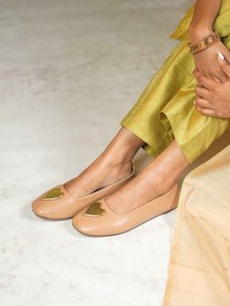 The Madras Trunk - Women Tan Mary Janes Ballerinas