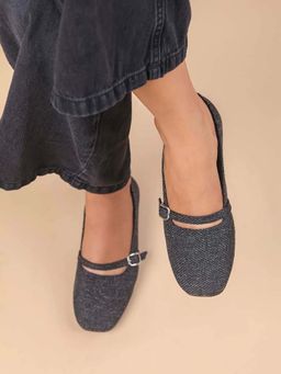 The Madras Trunk - Women Black Mary Janes Ballerinas