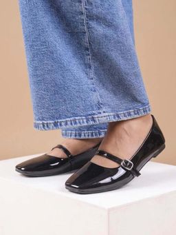 The Madras Trunk - Women Black Mary Janes Ballerinas