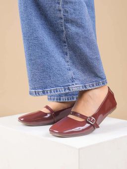 The Madras Trunk - Women Maroon Mary Janes Ballerinas