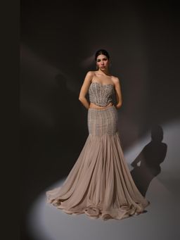 Jade by Ashima - Mauve Fiona Organza Embroidered Corset with Lehenga