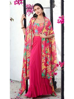 Basanti Kapde aur Koffee - Pink Cape with Skirt and Blouse