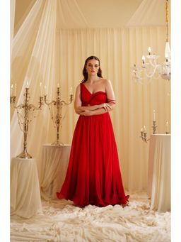 Jade by Ashima - Red Madely One Shoulder Gown