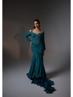 Jade by Ashima - Teal Aster Embellished Gown
