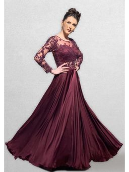 Jade by Ashima - Red Satin Embroidered Gown