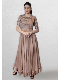 Jade by Ashima - Brownish Pink Gown with Dupatta