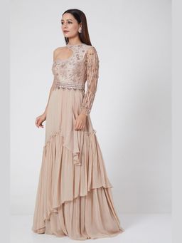 Jade by Ashima - Pastel Peach Embellished Gown