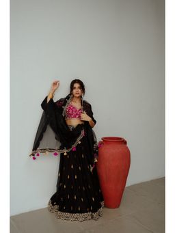 WABI SABI by Anshum-Ritesh - Black Noor Jahan Lehenga with Blouse and Dupatta