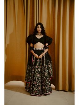 WABI SABI by Anshum-Ritesh - Black The Night Garden Lehenga with Blouse and Dupatta