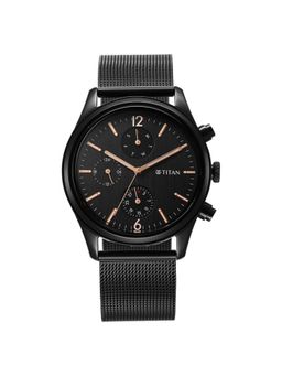 Titan - Neo Black & Gold Quartz Analog Black Dial Stainless Steel Strap Watch for Men (M)