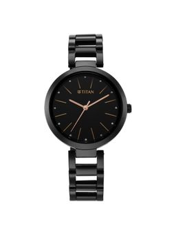 Titan - Workwear Quartz Analog Black Dial Black Stainless Steel Strap Watch for Women (M)