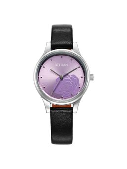Titan - Karishma Quartz Analog Black Leather Strap for Women (M)
