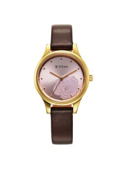 Titan - Karishma Quartz Analog Brown Leather Strap for Women (M)