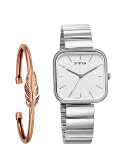 Titan - Purple Stackable Quartz Analog White Dial Watch for Women with Bracelet (M)