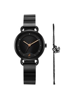 Fastrack - Pulse Quartz Analog Black Dial Stainless Steel Strap Watch for Women with Bracelet (M)