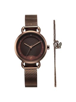 Fastrack - Pulse Quartz Analog Brown Dial Stainless Steel Strap Watch for Women (M)