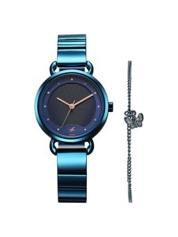 Fastrack - Pulse Quartz Analog Blue Dial Stainless Steel Strap Watch for Women with Bracelet (M)