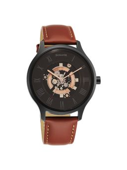 Sonata - Unveil Quartz Analog Black Dial Leather Strap Watch for Men (M)