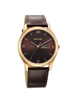 Sonata - Quartz Analog with Day & Date Brown Dial Watch for Men (M)