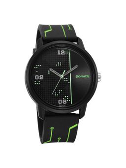 Sonata - Volt Quartz Analog Black Dial Polyurethane Strap Watch for Men (M)