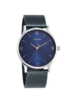 Sonata - Blues Quartz Analog Blue Dial Metal Strap Watch for Men (M)