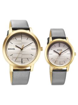 Sonata - Men Analog Silver Dial Grey Strap Watches (M)