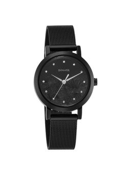 Sonata - Quartz Analog Black Stainless Steel Strap for Women (M)