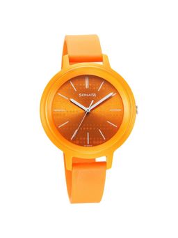 Sonata - Splash Quartz Analog Orange Dial Plastic Strap Watch for Women (M)