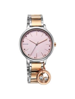 Sonata - Blush Quartz Analog Pink Dial Stainless Steel Strap Watch for Women with Charm (M)