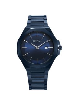 Titan - Classic Slim Quartz Analog with Date Blue Dial Stainless Steel Strap Watch for Men (M)