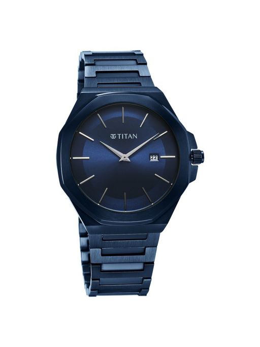 Blue Metal Titan Watch Metal Strap Replacement Titan Quartz Analog