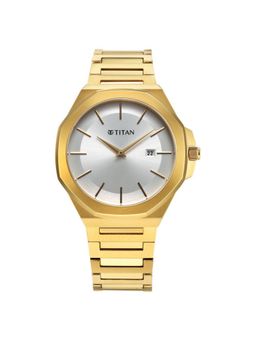 Titan - Classic Slim Quartz Analog with Date Silver Dial Stainless Steel Strap Watch for Men (M)