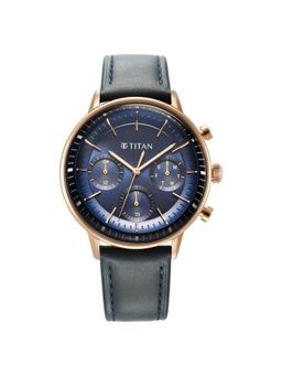 Titan - Light Leathers Quartz Multifunction Blue Dial Stainless Steel Strap Watch for Men (M)