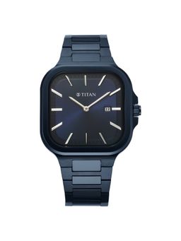 Titan - Classique Slim Square Quartz Analog with Date Blue Dial Watch for Men (M)