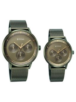 Titan - Men Analog Green Dial Green Strap Watches (M)
