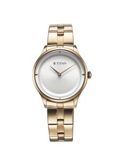 Titan - Workwear Quartz Analog White Dial Stainless Steel Strap Watch for Women (M)