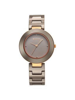 Titan - Purple Ceramics Grey Dial Analog Ceramic Strap Watch for Women (M)