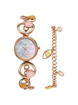 Titan - Raga New You Quartz Analog Mother of Pearl Citrine & Stones Strap for Women with Bracelet (M)
