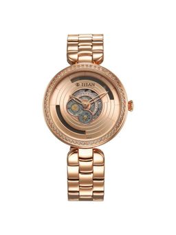 Titan - Purple Abstract Quartz Analog Rose Gold Stainless Steel Strap for Women (M)
