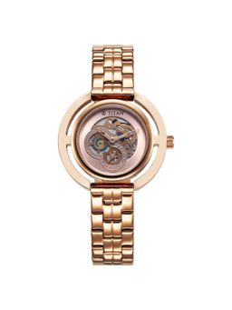 Titan - Purple Abstract Quartz Analog Rose Gold Stainless Steel Strap for Women (M)
