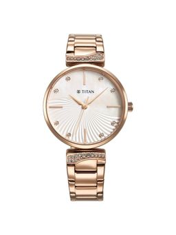 Titan - Purple Style Up Quartz Analog Mother of Pearl Dial Stainless Steel Strap Watch for Women (M)