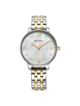 Titan - Purple Style Up Quartz Analog Mother of Pearl Dial Stainless Steel Strap Watch for Women (M)