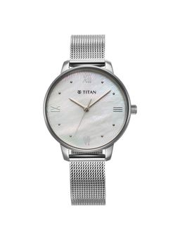 Titan - Purple Style Up Quartz Analog Mother of Pearl Dial Stainless Steel Strap Watch for Women (M)