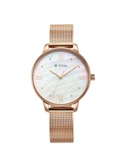 Titan - Purple Style Up Quartz Analog Mother of Pearl Dial Stainless Steel Strap Watch for Women (M)
