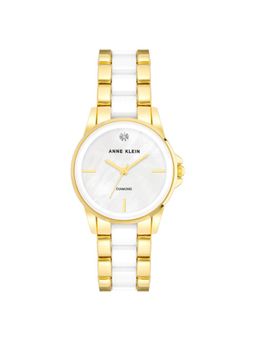 Anne Klein - Quartz Analog Mother of Pearl Dial Metal Strap Watch for Women (M)