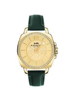 Coach - Quartz Analog Golden Dial Leather Strap Watch for Women (M)